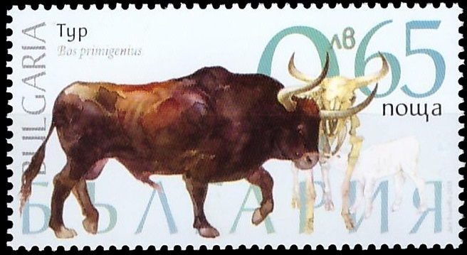 Aurochs on stamp of Bulgaria 2018