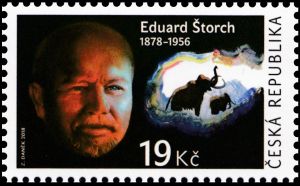 Eduard Storch and Mammoth on stamp Czechia