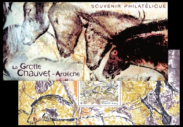 The Souvenir-Folder with the Souvenir-Sheet with The Chauvet cave - Ardeche stamp of France 2024