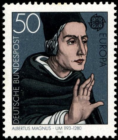 German scholar Albertus Magnus on stamp of FDR from 1980