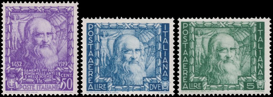Leonardo da Vinci on stamp of Italy 1938