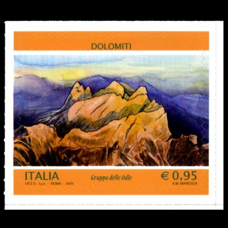 Dolomities fossil-found place on stamp of Italy 2015