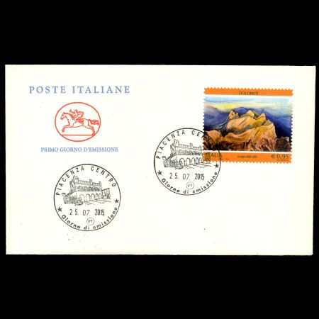 Dolomities fossil-found place on FDC of Italy 2015
