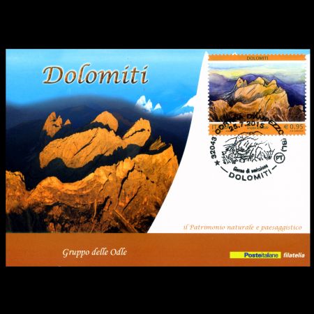 Dolomities fossil-found place on Maxi Card of Italy 2015