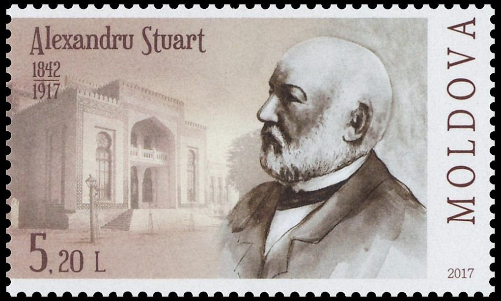 National Museum of Ethnography and Natural History and its first director Mr. A. Stuart on stamp of Moldova 2017