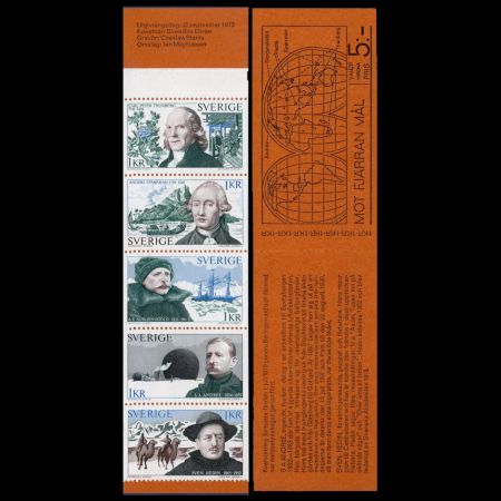Sven Hedin among other Swedish explorers on stamps of Sweden 1973