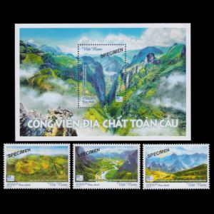Global Geoparks on specimens stamp of Vietnam 2021