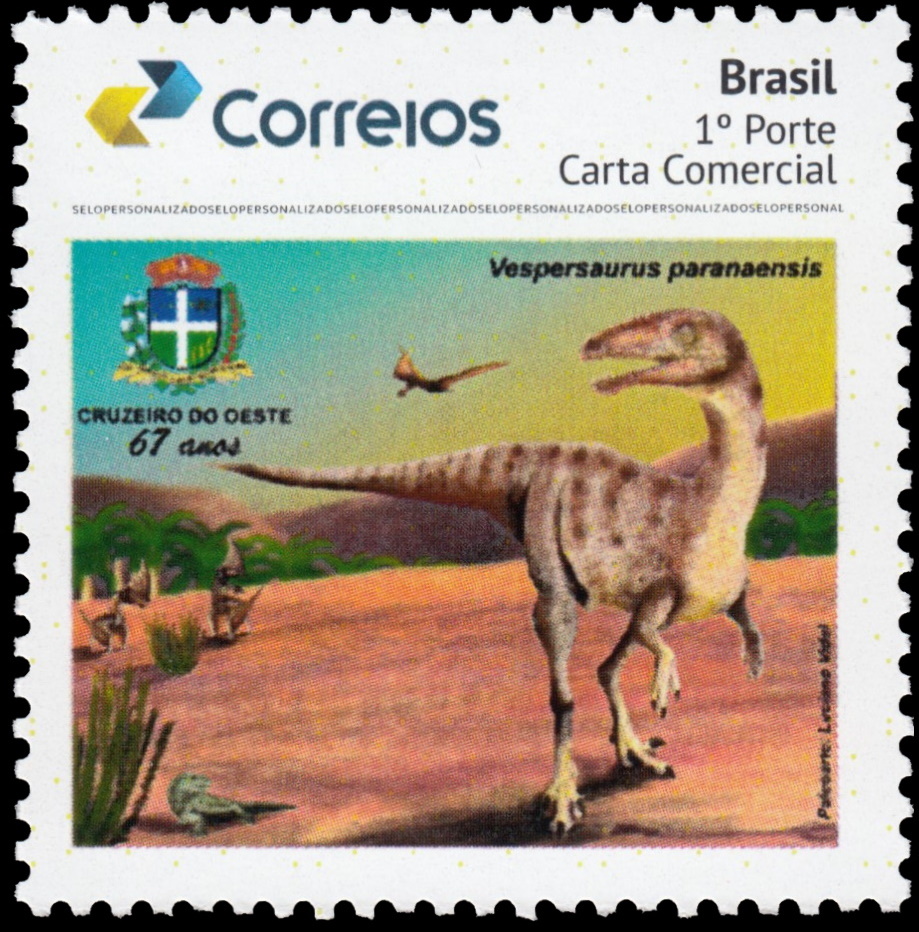 Dinosaurs on personalizedstamp of Brazil