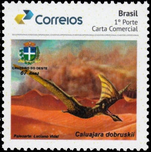 Caiuajara debruskiion pterosaur on personalized stamp of Brazil 2019