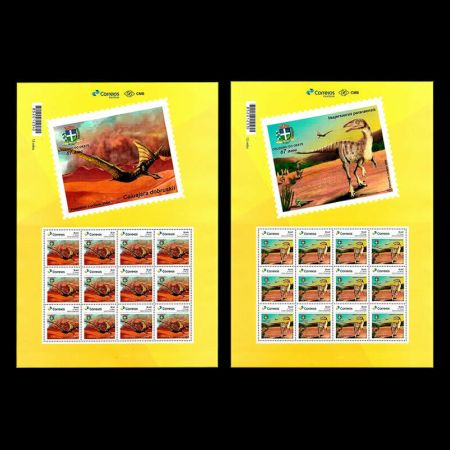 Mini Sheets with Dinosaurs from Parana personalized stamps of Brazil 2019