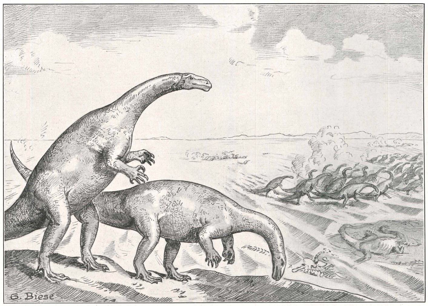Reconstruction of <em>Plateosaurus</em> on official stamp of Germany 2008