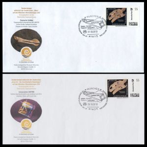 Fossil of Plateosaurus engelhardti on personalized self-adhesive stamp and commemoraive cover, Germany 2010