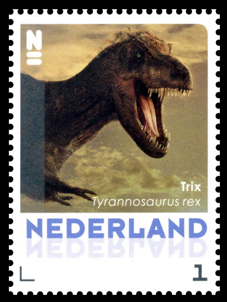 Tyrannosaurus rex on personalized stamp of the Netherlands