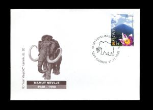 Cover of Slovenia 1998 "60 years since discovery of a mammoth's fossils in Nevlje by Kamnik"