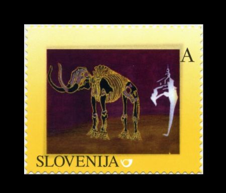 75 years of the discovery of a mammoth in Nevlje by Kamnik on stamp of Slovenia 2013