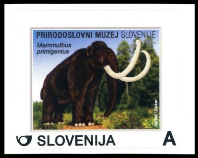 Mammoth on personalized stamp of Slovenia