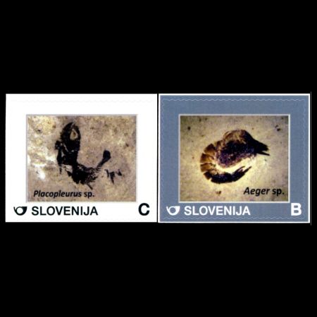 decapod of the genus Aege and fish of the genus Placopleurus on personalized stamp of Slovenia 2015