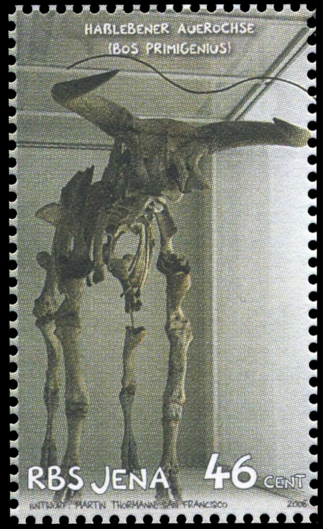 Skeleton of Aurochs on personalized stamp of Germany 2008
