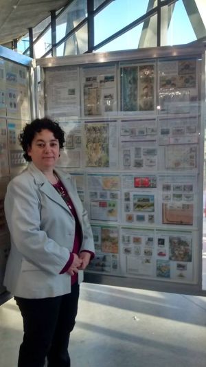 Romina Aimar by her philatelic presentation on international philatelic exhibit in Cordoba, Argentina