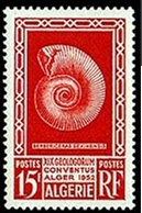 First fossil on a stamp of Algeria 1952