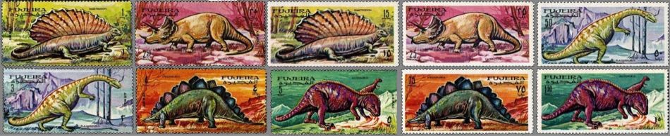 Prehistoric animals on stamps of Fujeira 1968