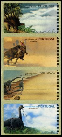 Firt FRAMA stamps with Dinosaurs, Portugal 1999