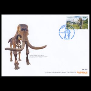 Mammuthus Trogontherii on Flora and fauna of the ancient world FDC of Armenia 2019