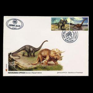 FDC with dinosaur stamps of Bosnia and Herzegovina from 2009