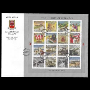 FDC with History of Gibraltar stamps of Gibraltar 2000
