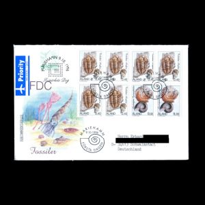 Trilobite and Gastropode fossils on used FDC of Aland 1996