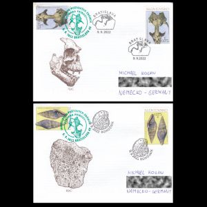 Important Fossils from Slovakia stamps on circulated FDC, Slovakia 2022