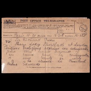 Letter of Richard Owen sent to Sir Henry Barkly in  1876