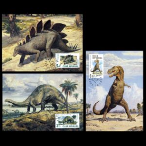 Dinosaurs on Maxi Cards of Czech 1994