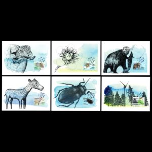 Prehistoric and modern animals on Maxi Cards of Sweden 2016