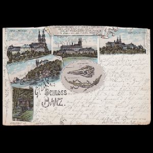 Ichthyosaur, pterosaur and other fossil of postcard of Germany 1899