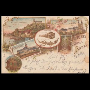 Ichthyosaur, pterosaur and other fossil of postcard of Germany 1900