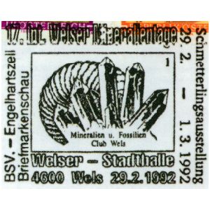 Ammonite on commemorative postmark of Austria 1992