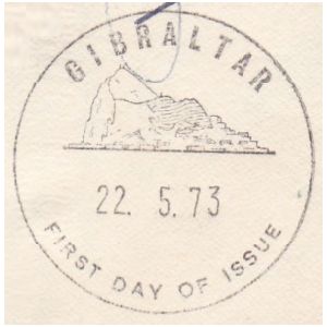 The Rock of Gibraltar on commemorative postmark 1973
