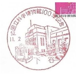 National Science Museum on commemorative postmark of Japan 1977