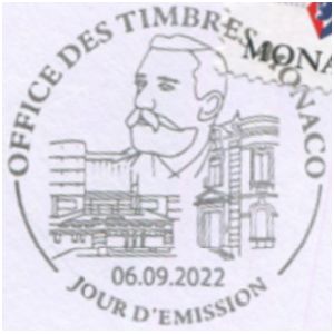 Prince Albert I on commemorative postmark of Monaco 2022