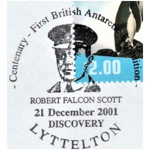 Robert Falcon Scott on postmark of New Zealand 2001