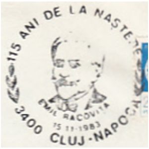 Emil Racovita on commemorative postmarks of Romania 1983