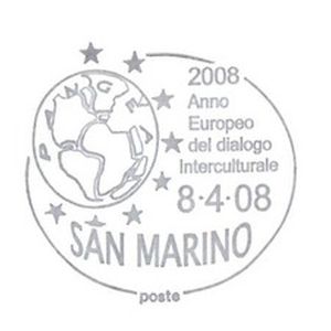 Pangea, an ancient supercontinent on commemorative postmark of San Marino 2008