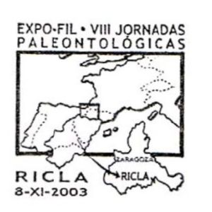 Fossil found place on commemorative postmark of Spain 2003