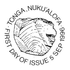 Flint tool on postmark of Tonga 1996