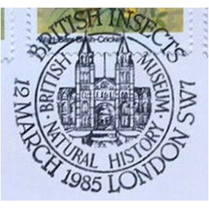 Natural History Museum in London on postmark of UK 1985