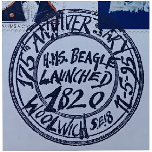 175 Anniversary of HMS Beagle  on commemorative postmark Great Britain 19995
