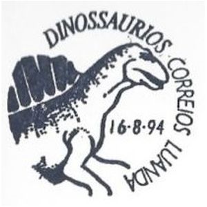 Dinosaur on commemorative postmark of Angola 1994