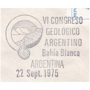 Ammonite on postmark of Argentina 1975