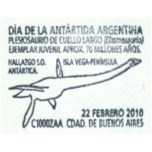 Plesiosaurus on postmark of Argentina 2010